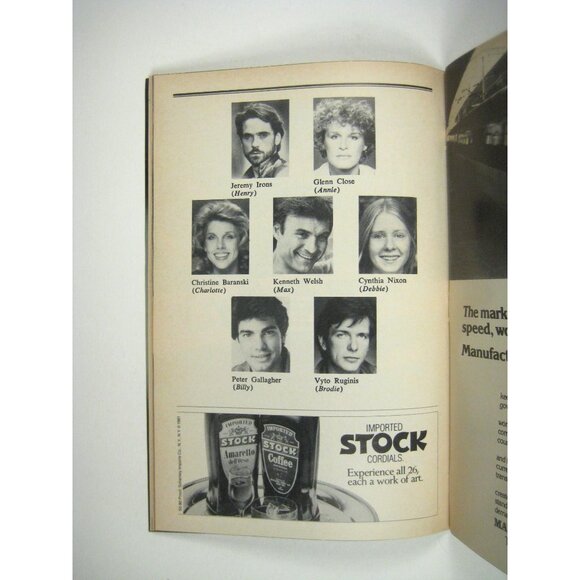 The Real Thing Playbill Plymouth Theatre Glenn Close Jeremy Irons 1984 Stop Sorr - Picture 4 of 7
